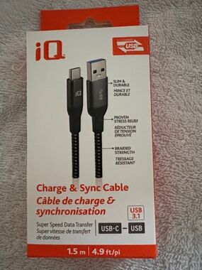 Black USB-C to USB Charge & Sync Cable - 1.5 m
